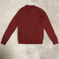 【無印良品】バーガンディ Vネックセーター Mウール90％シルク10％　薄手★
