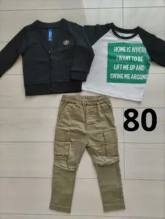 再値下げ！！ベビー服男の子まとめ売り　長袖Tシャツ、カーディガン、カーゴパンツ