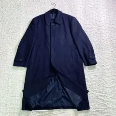 カシミヤ100% 日本製 ロングステンカラーコート ダークネイビー