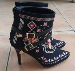 刺繍入り ブーツ エスニック 個性的