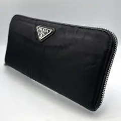 PRADA プラダ 長財布 ラウンドファスナー 三角ロゴ ナイロン ブラック