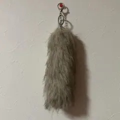 ファーチャーム バッグチャーム グレー
