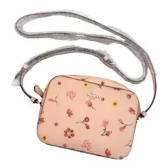 美品 COACH コーチ ショルダーバッグ ピンク 花柄　　レザー フローラル柄