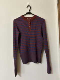 FREAK'S STORE カラーボーダーヘンリーネックニット