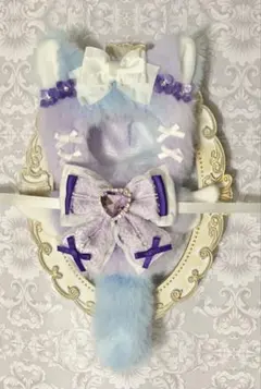 【K-127④】きぐるみ ぬい服 10cm 白 水色 紫 羽 ネコ