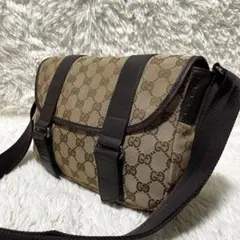 【美品】GUCCI グッチ　メッセンジャー　ショルダーバッグ　キャンバス　斜め掛