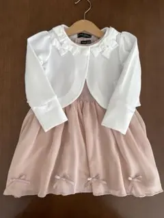 美品 リボン付きピンクドレスとボレロ2点セット90cm