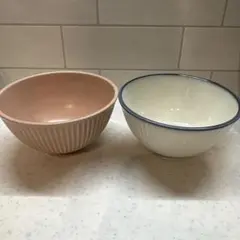 超軽量飯碗 ホワイト＆ローズの2個セット