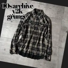 2000's ombre check shirt gimmick y2k