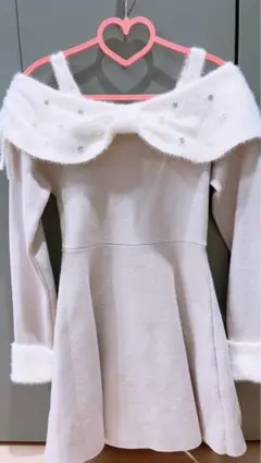 evelyn リボンオフショルミニワンピース ピンク