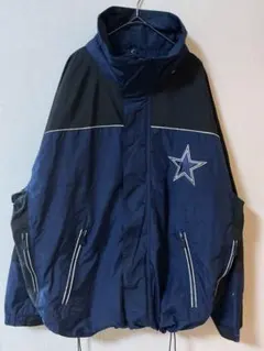 NFL ナイロンジャケット カウボーイズ XL相当 裏メッシュ 紺 黒 刺繍ロゴ