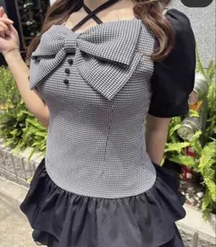 evelyn♡ティアードリボンOP 原宿限定　千鳥柄 evelyn 】ビッグリボンティアードop 原宿限定 千鳥 - メルカリ