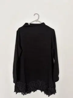 黒のレース裾長袖トップス Lサイズ