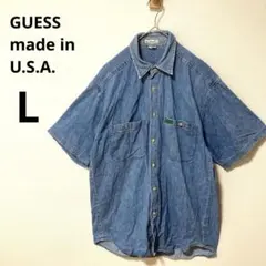 美品 GUESS ゲス Lサイズ ヴィンテージ 古着 90s 半袖 デニムシャツ