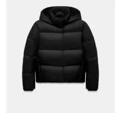 タグ付き新品★ZARAの撥水・防風フード付きショートダウンジャケット★L★黒色