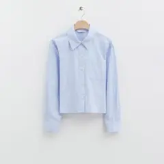 韓国　Rome ロエム　クロップド　シャツ　ブルー