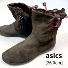 アシックス ショートブーツ フェイクレザー 26~27cm 茶 ワークブーツ