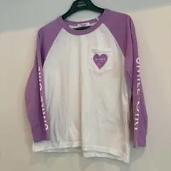 パープル/ホワイト ハートポケット Tシャツ