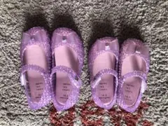 紫色 ストラップ付きバレエシューズ 14.0 16.0