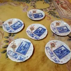 青と白の波型皿 6枚セット