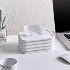 ティッシュケース 伸縮式 シリコン 省スペース コンパクト ホワイト