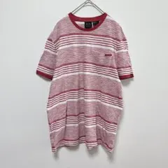 アルマーニエクスチェンジ　ボーダーTシャツ　半袖　総柄　胸ポケット　L 赤白　夏のサムネイル
