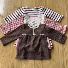 ８０　花柄・水玉・ストライプトップス　３点まとめ売り