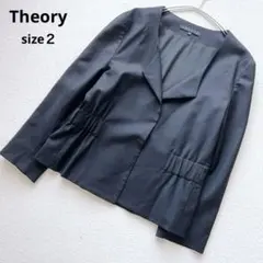 Theory セオリー ノーカラージャケット ウエストギャザー ブラック Mのサムネイル