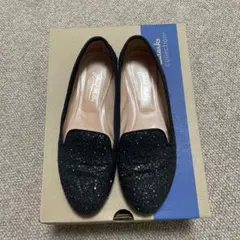 Black Glitter Flat Shoesファビオルスコーニ ラメ黒38のサムネイル