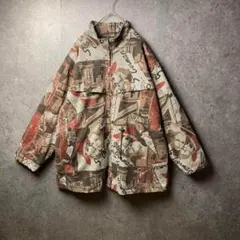vintage アウター　L 総柄　派手　韓国製　ビッグサイズ　ビンテージ　古着