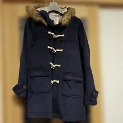 大きいサイズネイビーフード付き ダッフルコート