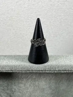 シルバー925 花と葉の装飾 リング