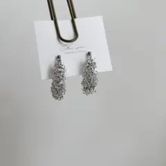 【 A78 】シンプル シルバー クリア ハーフフープ ピアス / イヤリング