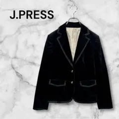 ジェイプレス　ブラック ベルベット テーラードジャケット　ベロア調　Mサイズ