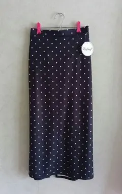 新品　Rafraf 中黒 ドット ロングナロースカート　sizeL