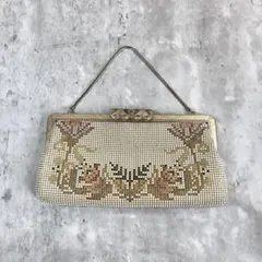 ビーズ刺繍 クラッチバッグ がま口 ゴールド 花柄 パーティー 和装◎ 結婚式