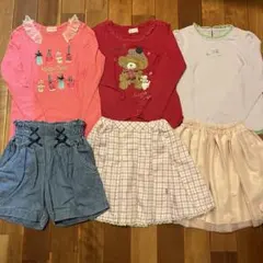 メゾピアノ 長袖 Tシャツ カットソー スカート ショートパンツ 130 6点