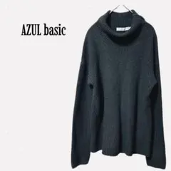 アズールベーシック【M】 レディースニット セーター タートルネック ブラック