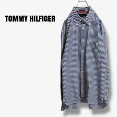mt21226 トミーヒルフィガー　ストライプシャツ ボタンダウン　刺繍ロゴ