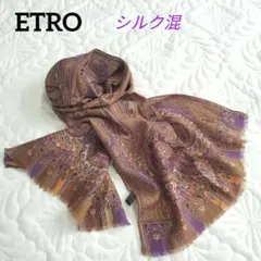ETRO　イタリア製ペイズリー柄 ストール フリンジ付 マフラー ショールのサムネイル