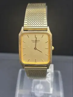 TECHNOS テクノス 腕時計 スクエア クォーツ ゴール現状渡し