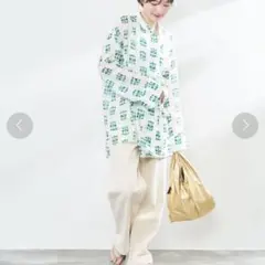 【美品】COEN ブラウス　グリーン　長袖　フリーサイズ