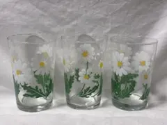 レトロ可愛い マーガレット柄 グラス 3個セット