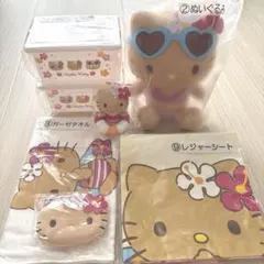 4271ハローキティハイビスカス日焼けキティグッズセットクッション＆ストラップ 4271ハローキティハイビスカス日焼けキティグッズセットクッション