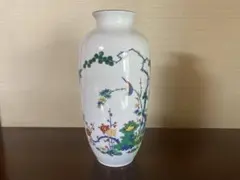 有田焼 白磁花鳥図 弥左エ門　花瓶　陶器