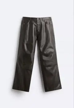 フェイクレザー　パンツ ブラウン