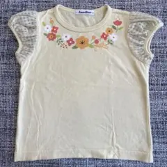 familiar 花柄フリル袖Tシャツ 100cm 黄色