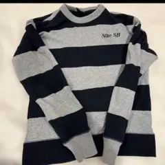 Nike SB グレー/ネイビー ストライプ ボーダー　トレーナー S