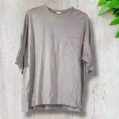 2639　GU　ベージュ　半袖　Tシャツ　胸ポケット　メンズ　【L】