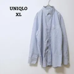 ユニクロ　ファインクロスストライプシャツ　綿　コットン100　ビジネス　XL